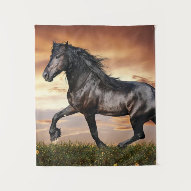 Tapete De Parede Belo Cavalo Negro (Frente)