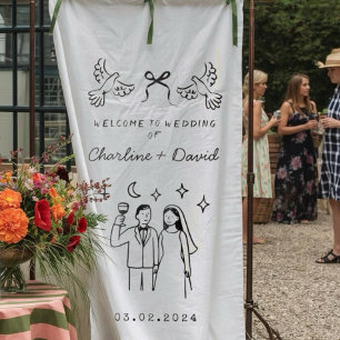Tapete De Parede Bem Desenhado Cartão de Boas-Vindas de Casamento à