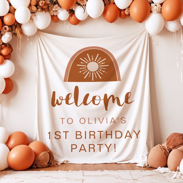 Tapete De Parede Bem-vindo ao aniversário TINLEY Boho Terracotta Ra (Criador carregado)