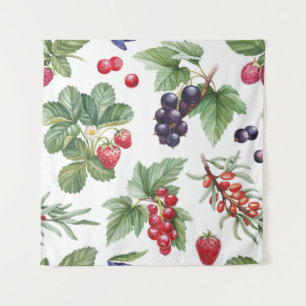 Tapete De Parede Berries de Aquarelas Ilustração Padrão Invisível