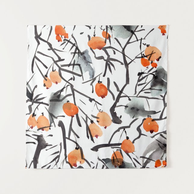 Tapete De Parede Berries de Tinta de Água Deixa Ilustração (Frente)