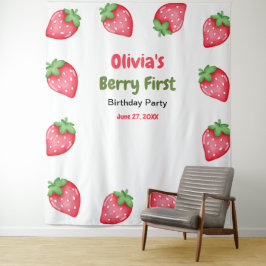 Tapete De Parede Berry First Birthday Strawberry primeiro aniversar
