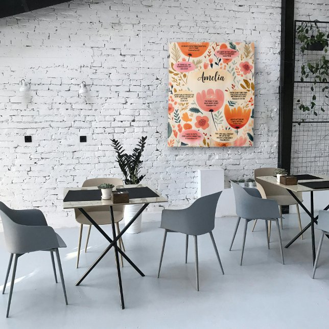 Tapete De Parede Bíblia Floral Boho Versa Afirmação Com Nome (Criador carregado)