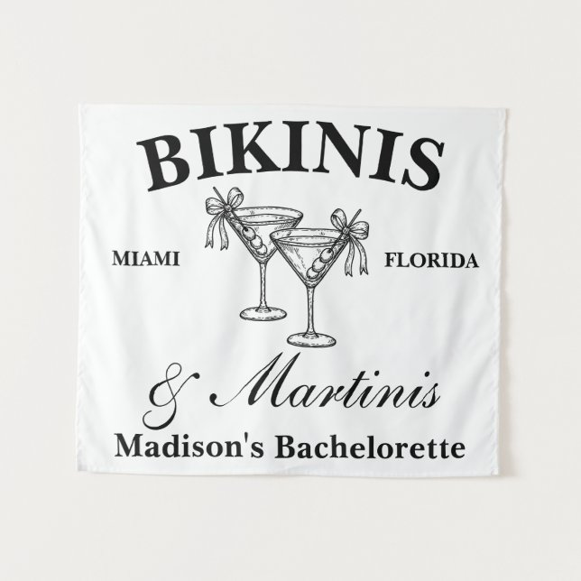 Tapete De Parede Bikinis & Martinis Personalizados Festa de Solteir (Frente (Horizontal))