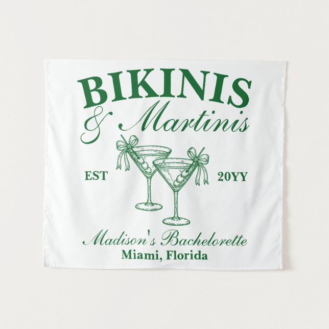 Tapete De Parede Bikinis Personalizados e Martinis Festa de Despedi (Frente (Horizontal))