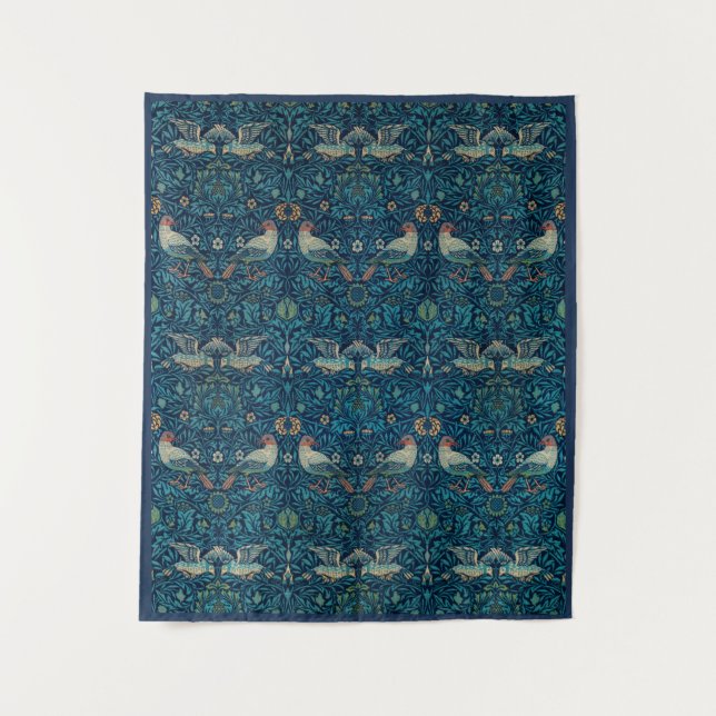 Tapete De Parede "Birds", por William Morris Blue Pattern (Frente)