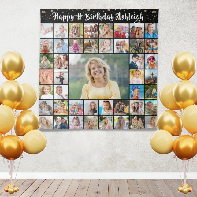 Tapete De Parede Birthday 45 Foto Collage Confetti Brush Script (Criador carregado)