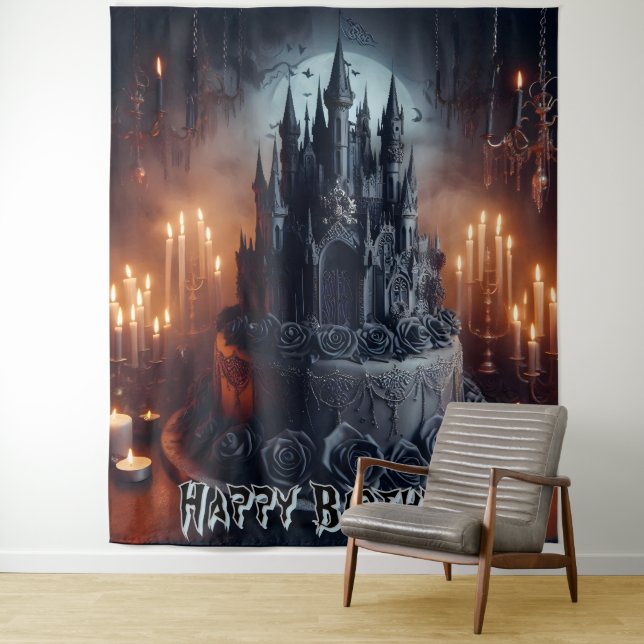 Tapete De Parede Birthday Decorations  Castle Cake Gothic Banner (In Situ)