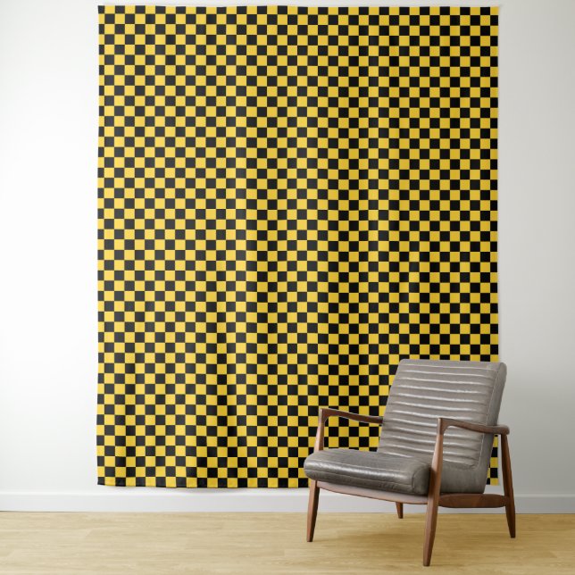 Tapete De Parede Black and gold checkerboard pattern (In Situ)