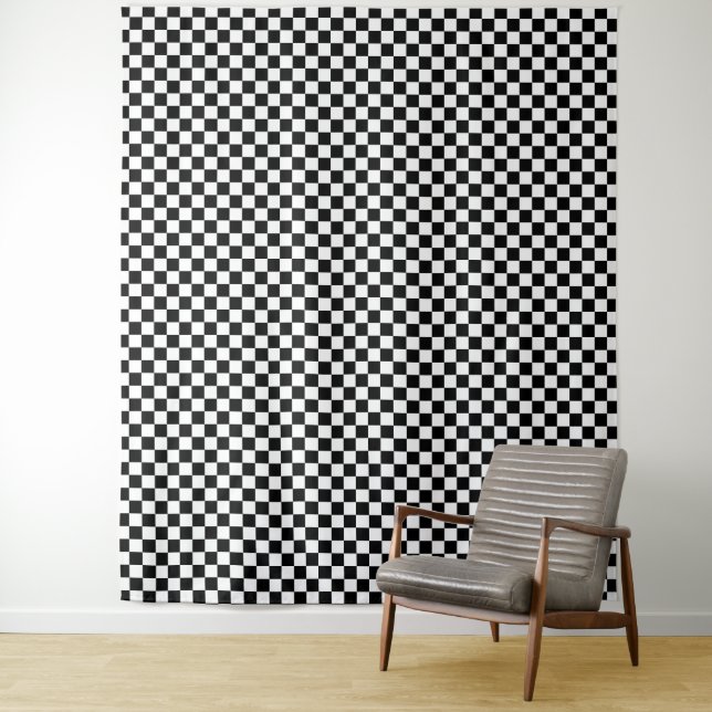 Tapete De Parede Black and white checkerboard pattern  (In Situ)