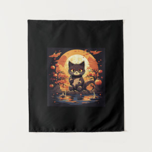 Tapete De Parede Black Cat e Pumpkins na Onda de Excelente Sakura