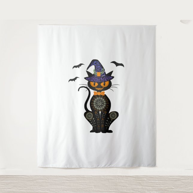 Tapete De Parede Black Cat Halloween (Frente)