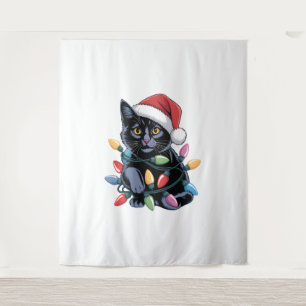 Tapete De Parede Black Cat Natal Luz Engraçada Gato