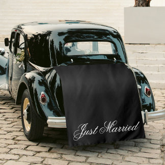 Tapete De Parede Black Just Married Fabric Car Wedding Banner Sign
