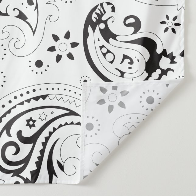 Tapete De Parede Black & White Paisley Pattern –Elegant Textile Art (Detalhe)