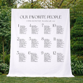 Tapete De Parede Black & White Wedding Seating Chart Fabric 