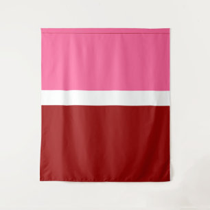 Tapete De Parede Bloco de Cor Rosa Branco Marrom Vermelho