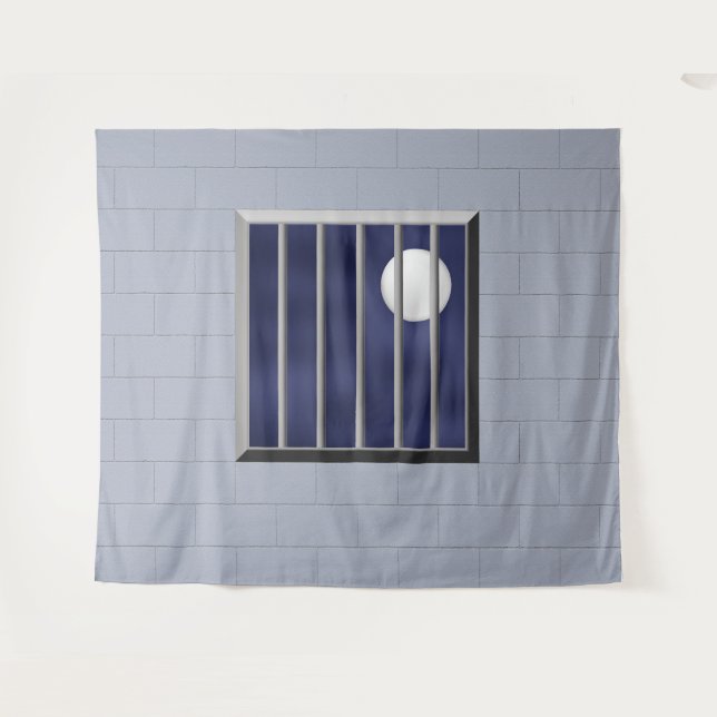 Tapete De Parede Bloquear Bares Metálicos com Lua Inteira Halloween (Frente (Horizontal))