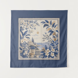 Tapete De Parede Blue Botanical Wall Tapestry