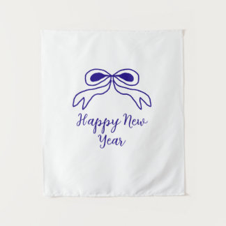 Tapete De Parede Blue bow happy new year name date simple minimal