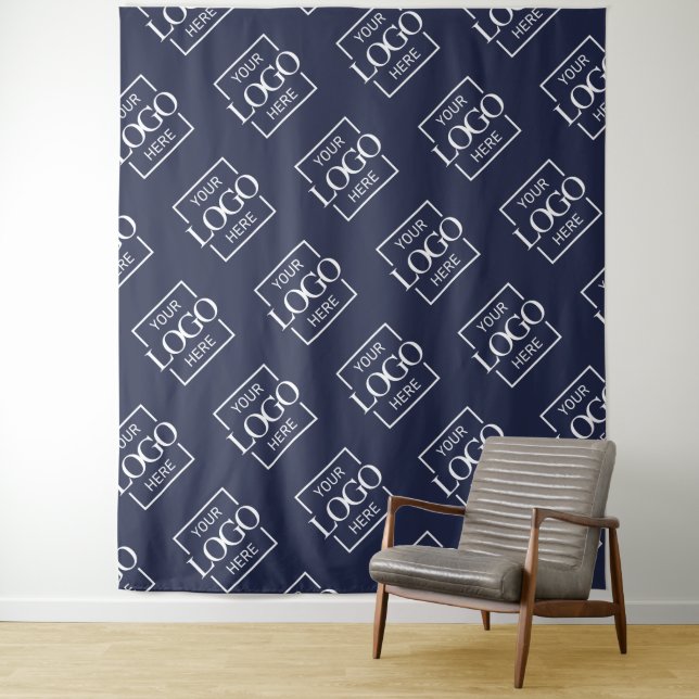 Tapete De Parede Blue Business Logo Pattern Trade Show Backdrop (In Situ)