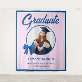 Tapete De Parede Blue Gingham Bow Photo Graduation Backdrop