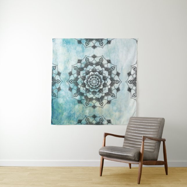 Tapete De Parede Blue Mandala Wall Art (In Situ (Horizontal))
