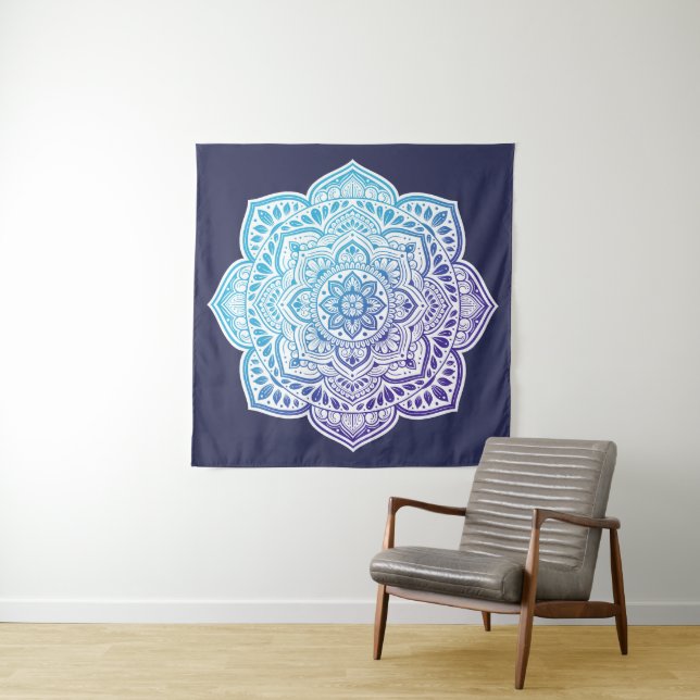 Tapete De Parede Blue Moon Mandala Fine Art Tapestry (In Situ)