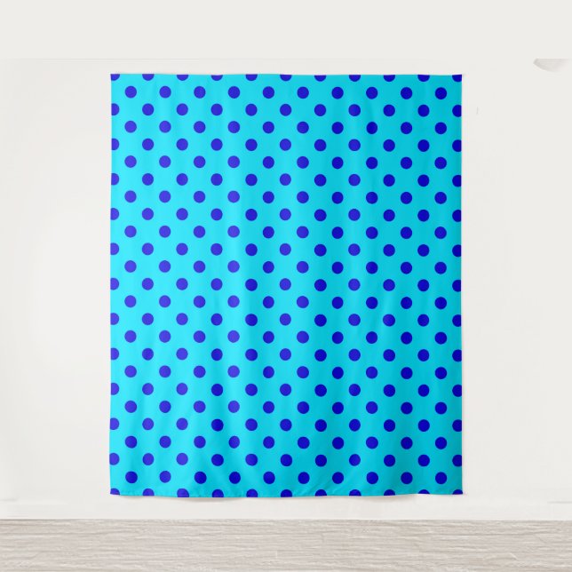 Tapete De Parede Blue On Cyan Polka Dots Pattern Design (Frente)