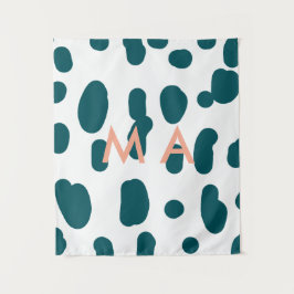 Tapete De Parede Blue polkadot orange pastel monogram man letter pa