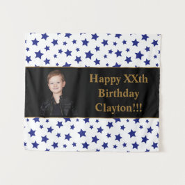 Tapete De Parede Blue Stars with Message Photo Birthday
