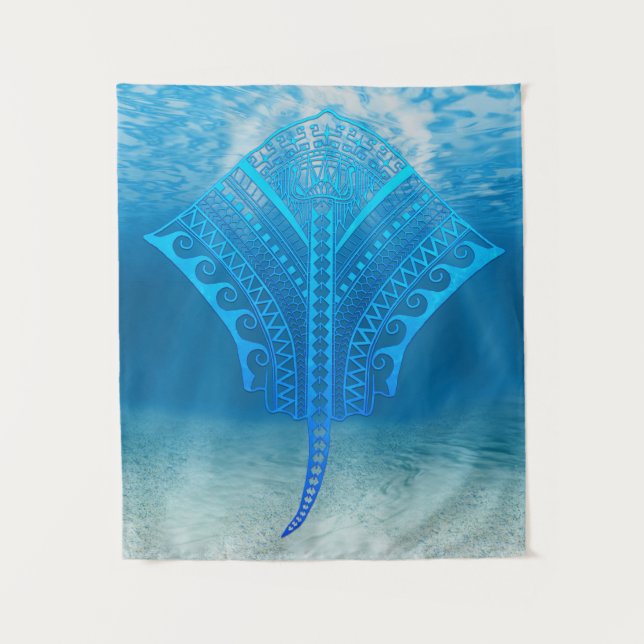 Tapete De Parede Blue Tribal Stingray (Frente)