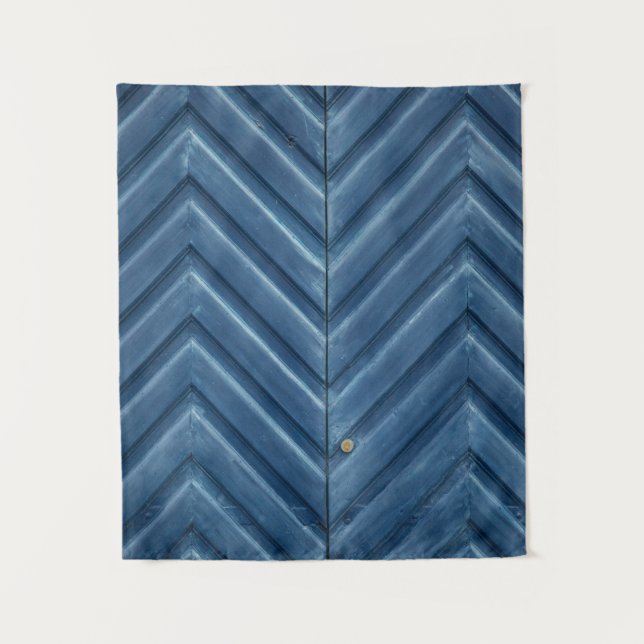 Tapete De Parede Blue wooden chevron wall (Frente)