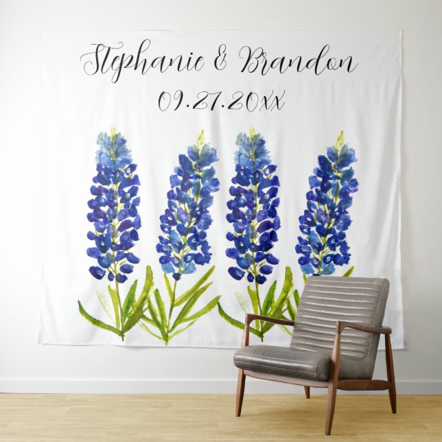 Tapete De Parede Bluebonnets Blue Floral Texas Weding Booth (In Situ (Horizontal))