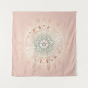 Tapete De Parede Blush de Rosa Dourado Mandala Floral