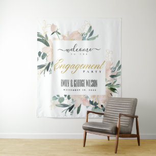 Tapete De Parede BLUSH MACIO FLORAL Aquarela ENGAGEMENT WELCOME