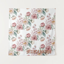 Tapete De Parede Blush Navy Blue Soft Pastel Pink Floral