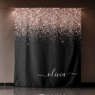 Tapete De Parede Blush Rosa Dourado Rosa Brilho Monograma Feminino 