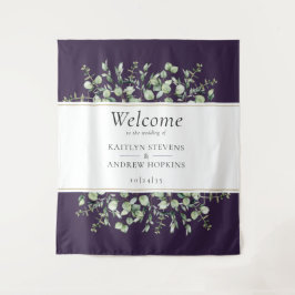 Tapete De Parede Boas-vindas de casamento de Eucalipto Roxo