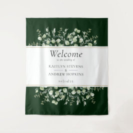 Tapete De Parede Boas-vindas de casamento em eucalipto verde escuro