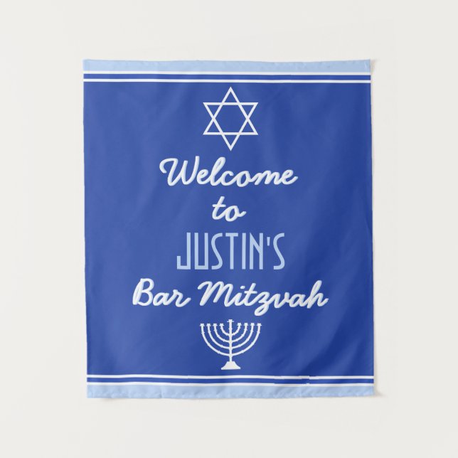 Tapete De Parede Boas-vindas Personalizadas para Bar Mitzvah (Frente)