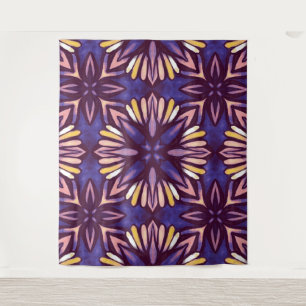 Tapete De Parede Boho Blossom: Padrão Floral Artístico Roxo