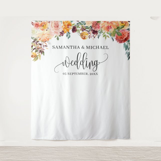 Tapete De Parede Boho Blush Burgundy - pano de fundo do casamento f (Frente)