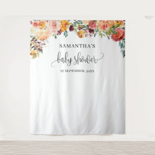 Tapete De Parede Boho blush laranja burgundy cai pano de fundo flor