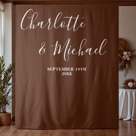 Tapete De Parede Boho Brown Script Minimalist Wedding Backdrop