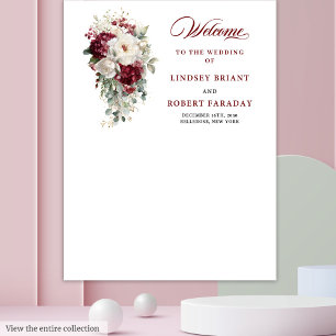 Tapete De Parede Boho Burgundy Plano Floral Russo Branco