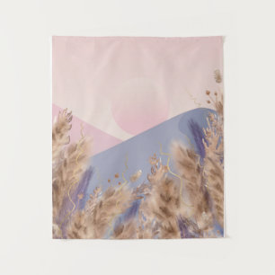 Tapete De Parede Boho Chic Pastel Pampas Paisagem