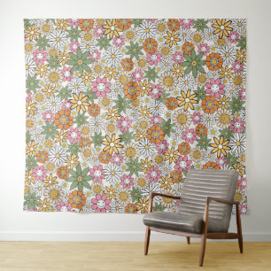 Tapete De Parede Boho Daisy Flowers 70s Groovy Floral