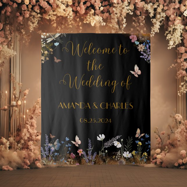 Tapete De Parede Boho Floral Black Butterfly Garden (Criador carregado)