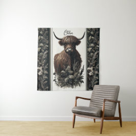 Tapete De Parede Boho Highland Cow